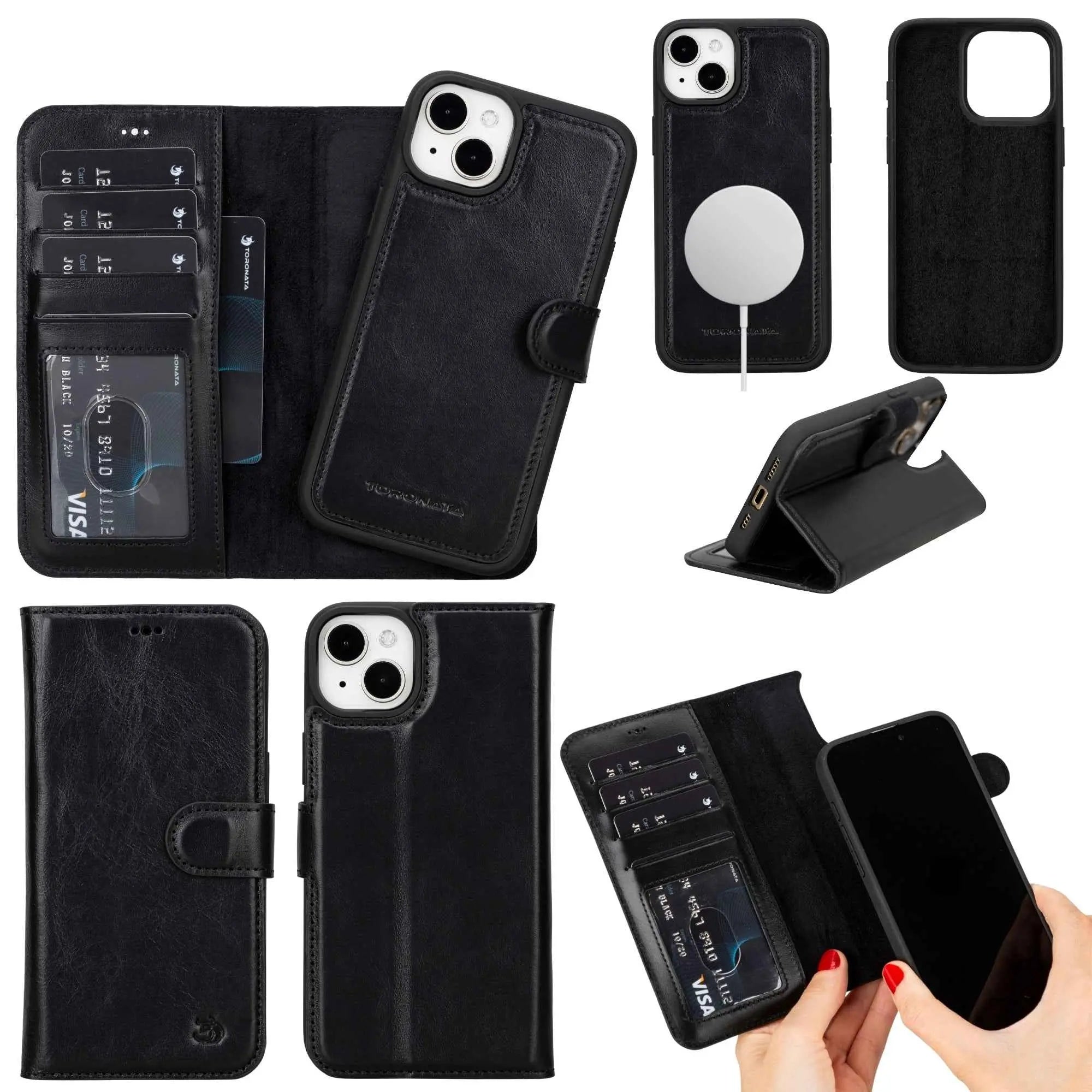 Casper Leather iPhone 15 Plus Wallet Case | Detachable MagSafe Compatible RFID Protection