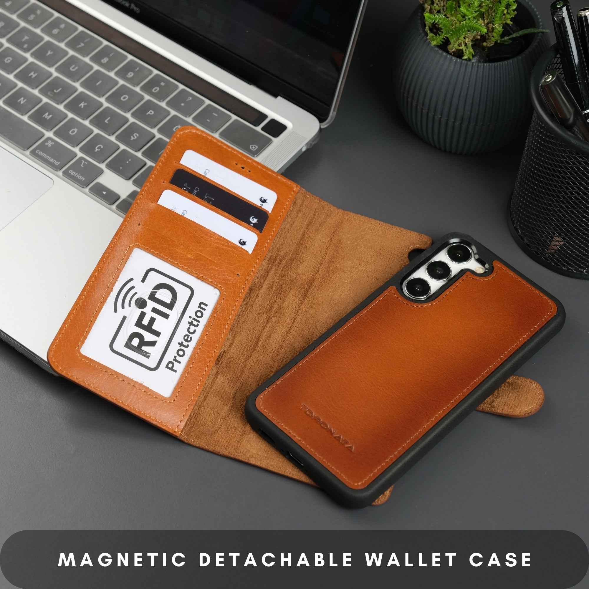 Buffalo Leather Samsung Galaxy S24 Plus Wallet with Detachable Case