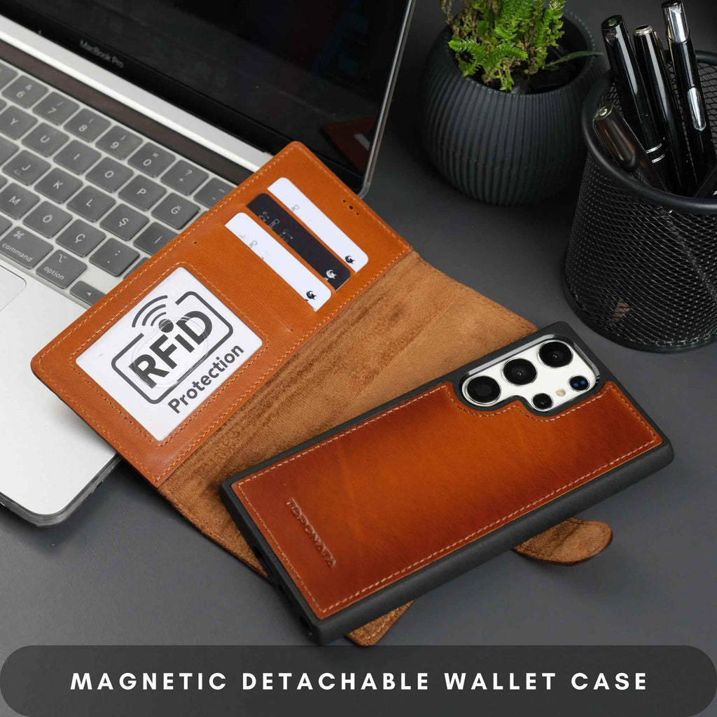 Buffalo Leather Samsung Galaxy S24 Ultra Wallet with Detachable Case